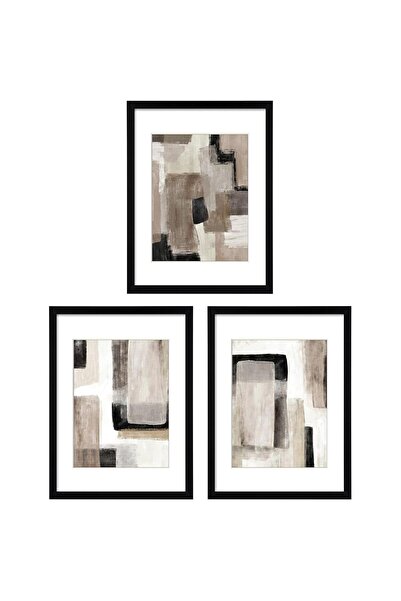 ArtByHannah Set 3 Tablouri, Rama Neagra cu Fotografii 28x35cm, ArtByHannah, Sticla Acrilica, Paspartu Inclus, Mo
