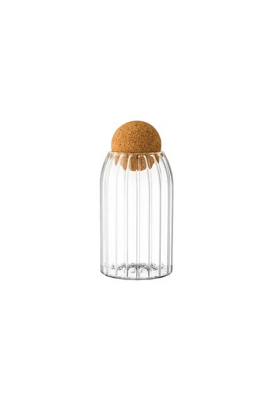Dania Clear glass jar with cork lid, ball shape, airtight, 18 cm