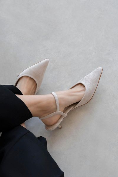 STRASWANS Melvin Women's Heeled Suede Shoes Beige