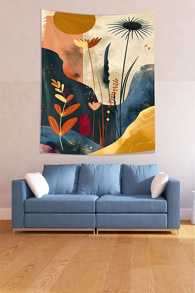 on the clouds Modern Design Bohemian Flower Themed Stain Resistant Fabric Wall Cover Wall Carpet Tapestry