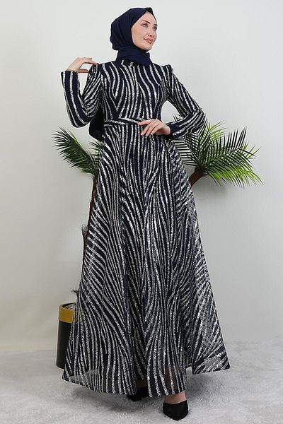 GİYZAMİLA Βραδινό φόρεμα Basra Glitter Navy Blue