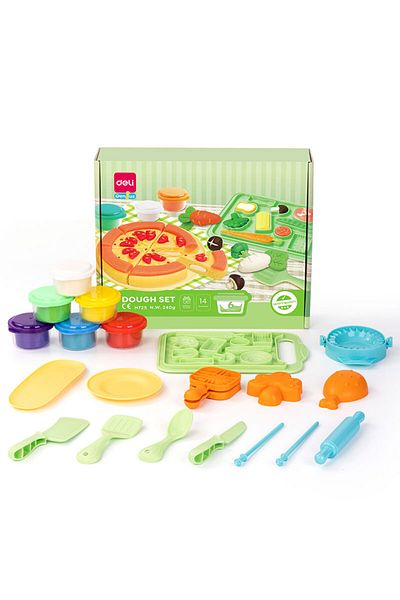 Deli Set creativ cu pastă de modelat + 14 accesorii Pizza, paste și legume pentru petreceri Deli