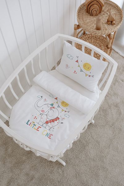 Messido Cotton Satin Printed Patterned Crib Duvet Cover Set 60X100 cm - Msd-200