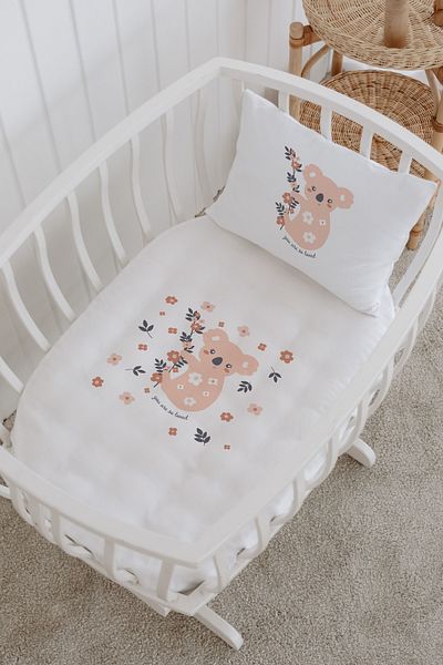 Messido Cotton Satin Printed Patterned Mother's Side Crib Set 60X100 cm - Msd-211