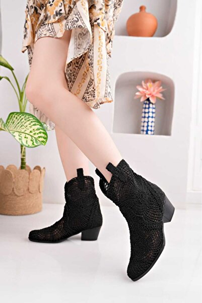 SOFT JAZZ Καλοκαιρινές μπότες με διχτυωτό δαντελωτό σχέδιο και λεπτομέρεια λο...