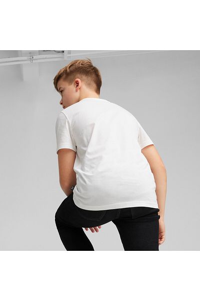 Puma Youth Boys Essentials+ Two-Tone Logo T-Shirt - White