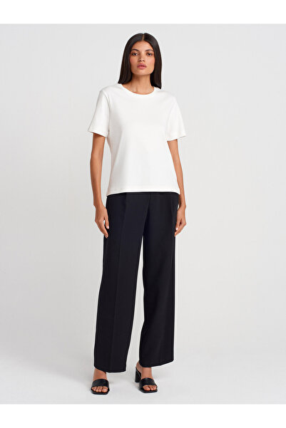 Dilvin 31763 Crew Neck T-Shirt-Ecru