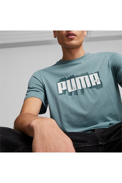 Puma Mens Graphics Wording T-Shirt - Gray