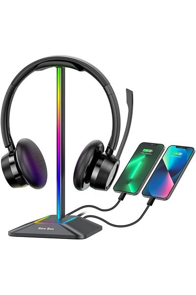 OEM Gaming headset stand, Disco-stand, Anti-slip, RGB lighting, USB, Black