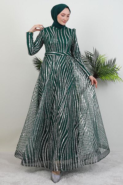 GİYZAMİLA Βραδινό φόρεμα Basra Glitter Emerald