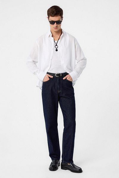 Antioch Dark Blue High Waist Regular Fit Men's Jeans