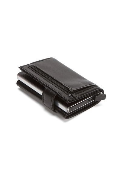 Newish Men's Mechanized Coin Compartment Wallet and Card Holder