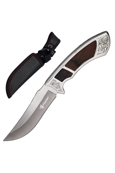 Foxter Cutit de vanatoare militar Finka, 22 cm, otel si lemn, husa inclusa