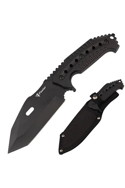 Foxter Cutit militar tactic de vanatoare, lama fixa, 23 cm, teaca inclusa, negru