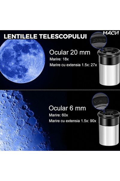 MACVI Telescop Astronomic Macvi® F36050, Metalic, Lentile Optice, Observatii Planetare si Natura, Trepied