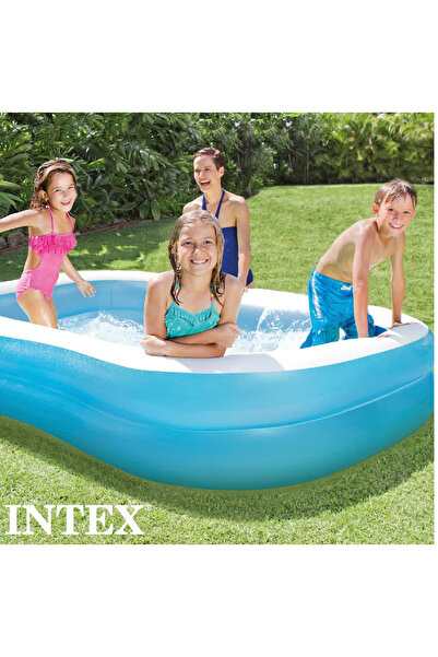 Intex Rectangular Swimming Pool, White Blue, 203 x 152 x 48 cm