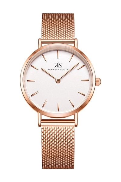 Kenneth Scott ساعة كينيث سكوت النسائية التناظرية ذات الميناء الأبيض - K22519-...