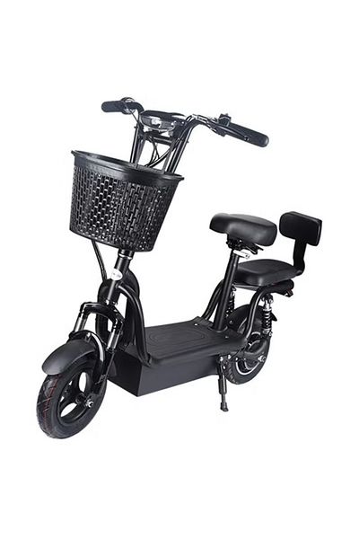 Limodo Electric Kick scooter black for Adults with Front Basket, Double Seats,