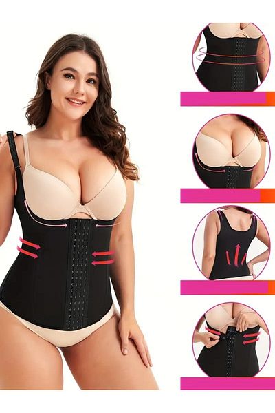 MİSTİRİK Trigoso Model 4 Stage 7 Underwire Anti-Sagging Tightening Strap Latex Corset Black Color