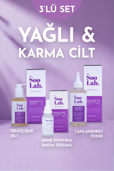 The Soo Lab Yağlı ve Karma Ciltler için Temizleyici Jel, Tonik ve Kontrol Ser...