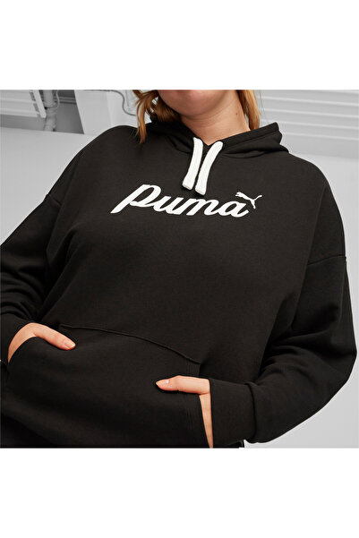Puma Womens ESS+ Script Hoodie Sweatshirt - Black