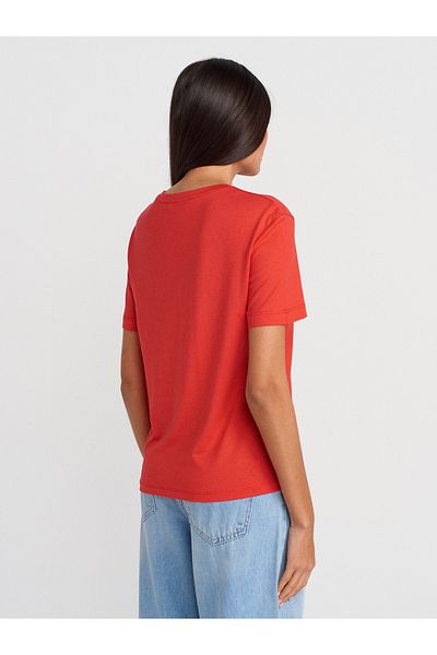 Dilvin 31791 Crew Neck T-Shirt-Red
