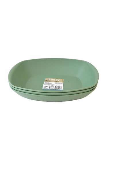 HOBBY LİFE Green 3-Pack Sandy Plate Oval Boat Plate 11.7 X 17 X 3.5 (H) cm