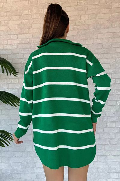 GButik's Striped Half Zip Knitwear Tunic