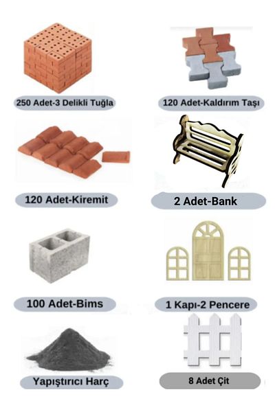 Demir Yapım Miniature 3 Hole Brick Construction Set (Road Tape+Bank)