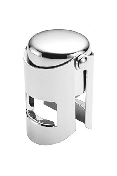 OEM Beverage bottle stopper, steel and plastic, reusable, 5.5 x 3.8 cm, silver