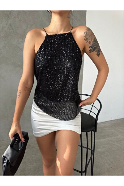 LOKADI Bluză cu paiete cu paiete pentru damă