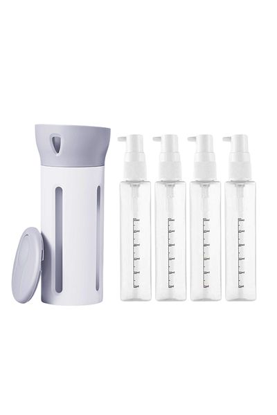 OEM Dispenser de calatorie, cu 4 rezerve x 30 ml fiecare, compact, ergonomic si rezistent la scurgeri
