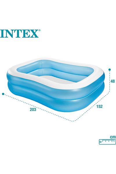 Intex Rectangular Swimming Pool, White Blue, 203 x 152 x 48 cm