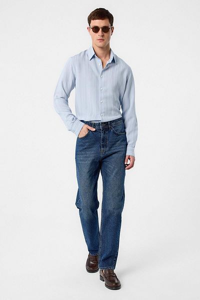 Antioch Navy Blue High Waist Regular Fit Men's Jeans