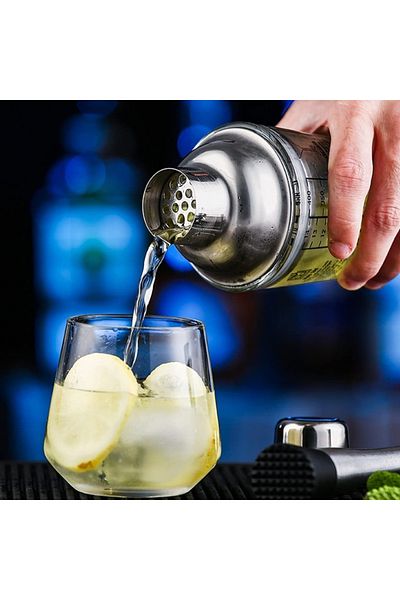 OEM Cocktail shaker, glass, transparent, 400 ml, 22.7 x 6 x 5.8 cm, ergonomic and easy to handle