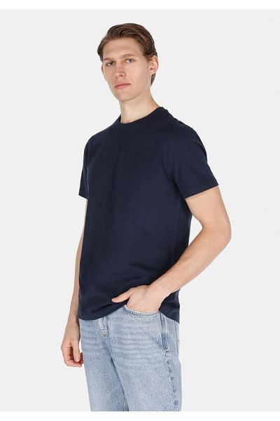 Colin's Regular Fit Round Neck Plain Men's Navy Blue Short Sleeve T-Shirt