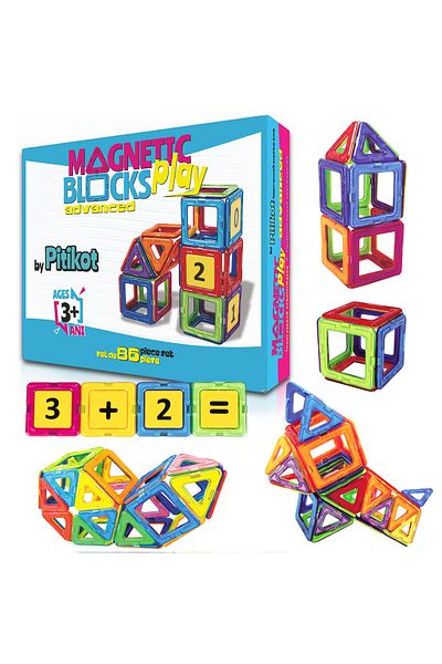 Pitikot Set de construit cu piese magnetice Pitikot®, jucarii educationale pentru copii, 86 piese