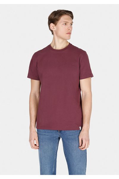 Colin's Regular Fit Round Neck Solid Men's Purple Short Sleeve T-Shirt