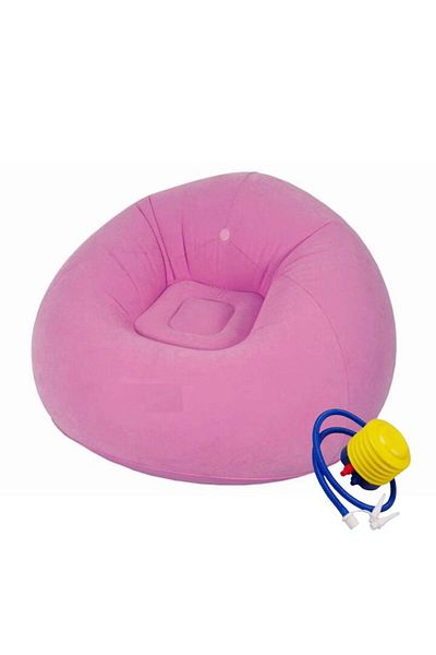 MACVI Fotoliu Gonflabil Macvi® Lazy Bag cu pompa inclusa, 110x110x85 cm, Portabil, Interior/Exterior, Roz