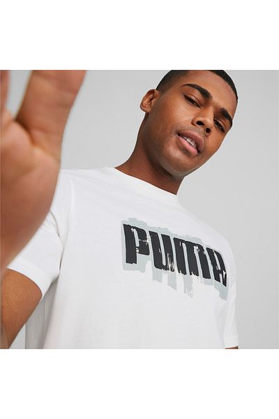 Puma Mens Graphics Wording T-Shirt - White