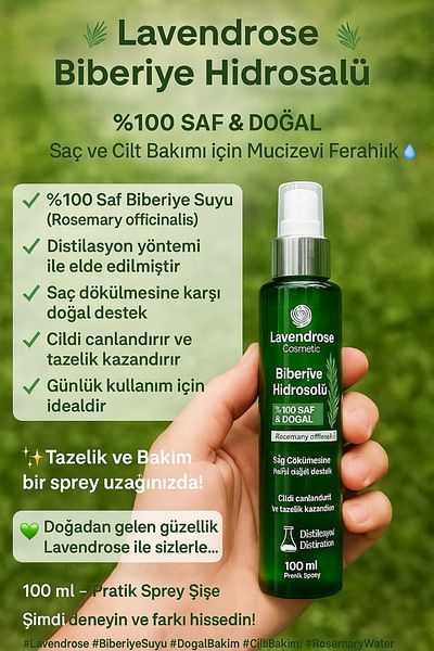 Lavendrose Rosemary Water Anti-Shedding and Hair Growth Promoting Hair Tonic 100% Pure and Natural Pure 100 ml