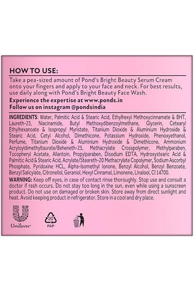 Ponds Pond's Bright Beauty Anti-Spot Serum Cream with Niacinamide and SPF 15 PA++, Fades Dark Spots and Re