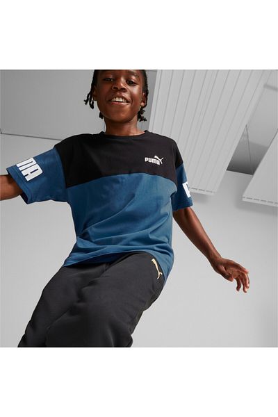 Puma Youth Boys Power Colour Block T-Shirt - Blue