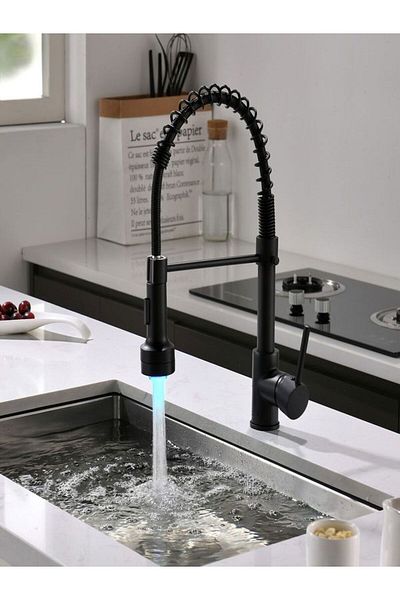FLEKO Black with Light Spring Suitable for Kitchen Pull down 2 Function Outlet Kitchen Faucet