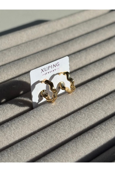 ETERNAL SUNSHINE Xuping أقراط فولاذية نامي ذهبية اللون موجة الشكل الحديثة الص...