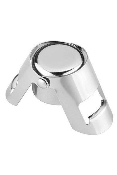 OEM Beverage bottle stopper, steel and plastic, reusable, 5.5 x 3.8 cm, silver
