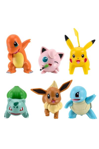 SECTOYS مجموعة شخصيات بوكيمون باتل مكونة من 6 قطع لعبة مجموعة شخصيات بوكيمون بيكاتشو الأصلية