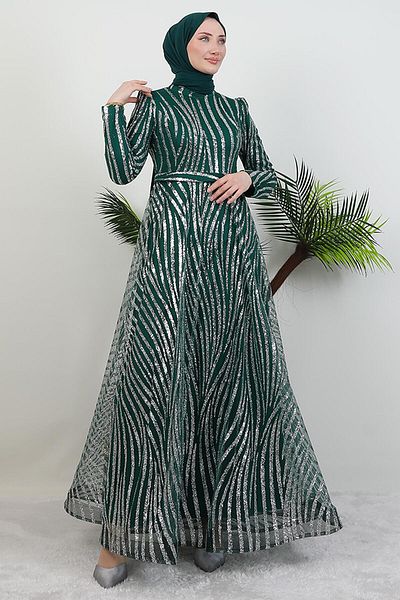 GİYZAMİLA Βραδινό φόρεμα Basra Glitter Emerald