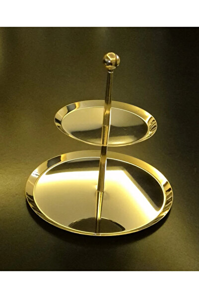 Tiamo Medium Katlı Sunum İkram Tabağı Gold ( Kenar Kısımlar Altın Kaplama )