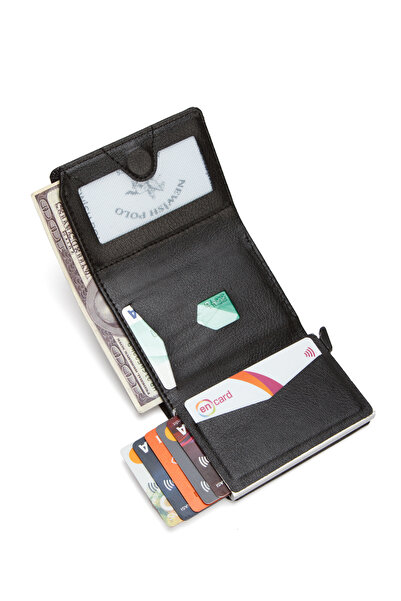 Newish Men's Mechanized Magnet Closure Wallet and Card Holder